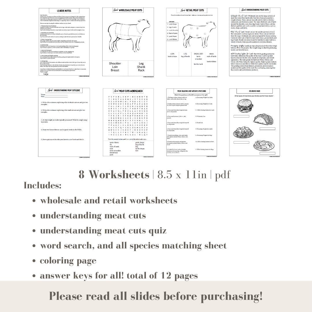 PRINTABLE Lamb Meat Cuts and Quality - Learning About Sheep