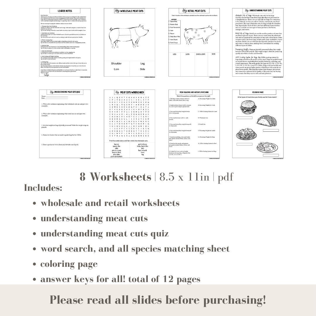 PRINTABLE Hog Meat Cuts and Quality - Learning About Pork